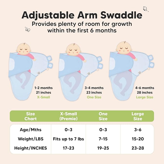 KeaBabies 3-Pack Organic Baby Swaddle Sleep Sacks - Swaddles for Newborns, Infant 0-3 Months, Baby Girls, Boys, Soft & Snug Newborn Sleep Sack, Nursery Swaddling Blankets (Abc Land Cloud)