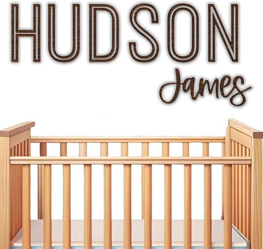 Personalized Wooden Baby Name Sign - Custom Name Wall Decor for Nursery - Boy & Girl Name Signs - Baby Announcement Sign - Wooden Custom Name Signs for Wall (First + Middle Name)
