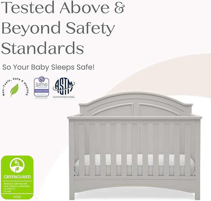 Delta Children Perry 6-in-1 Convertible Crib - Greenguard Gold Certified, Moonstruck Grey