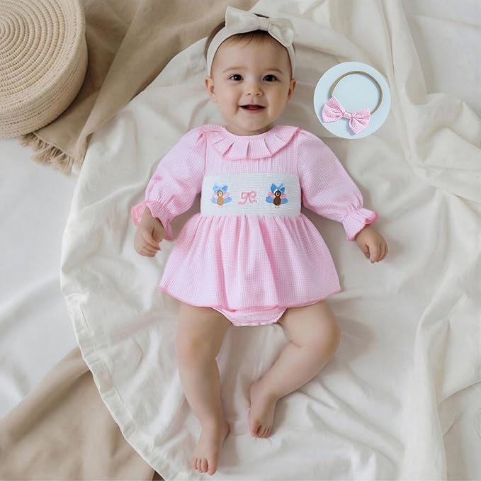Giraropa Baby Girl Fall Winter Clothes Long Sleeve Romper Dress + Socks + Headband Newborn Infant Cute Casual Outfits