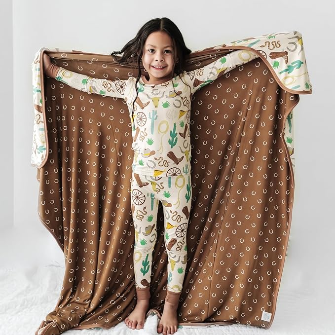 Little Sleepies Cloud Blanket, Soft Viscose from Bamboo Toddler & Baby Blanket for Boys & Girls, Lightweight, Perfect for Hot Sleepers, 50" x 50", Large (Caramel Ready to Rodeo)