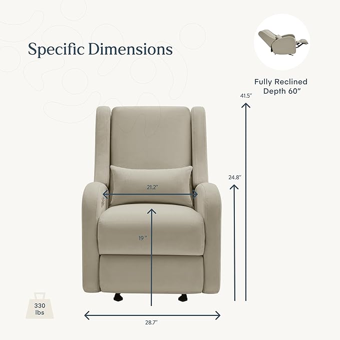 Nurture& The Wingback – Power Reclining Glider for Nursery – Ergonomic Chair with Stain-Resistant Fabric & Built-in Charging Port – Modern Baby Room Essential