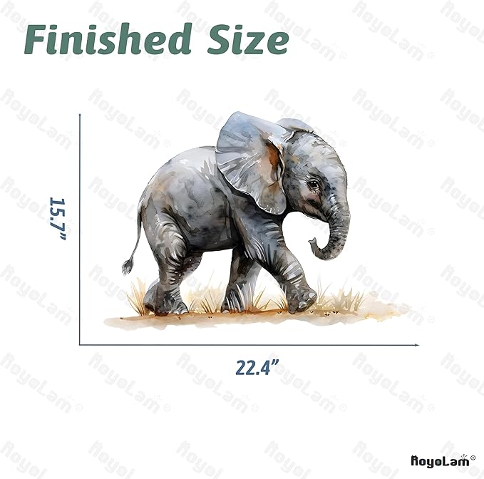 Cute Walking Little Elephant Wall Decal Nursery Animal Wall Sticker Removable Peel and Stick Wall Art Decor for Kid Baby Classroom Preschool Living Room Playroom Bedroom School