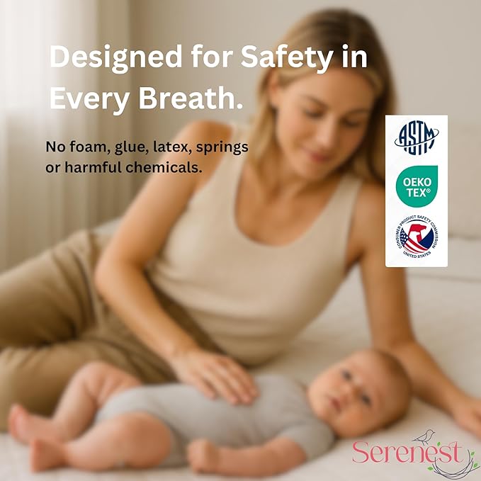 Breathable Baby Crib Mattress & Toddler Bed – Fully Washable | Patented 5” NestAir Core with HexCloud Gel Technology | Waterproof Side | Safe Sleep for Infants | Non-Toxic | Standard Size