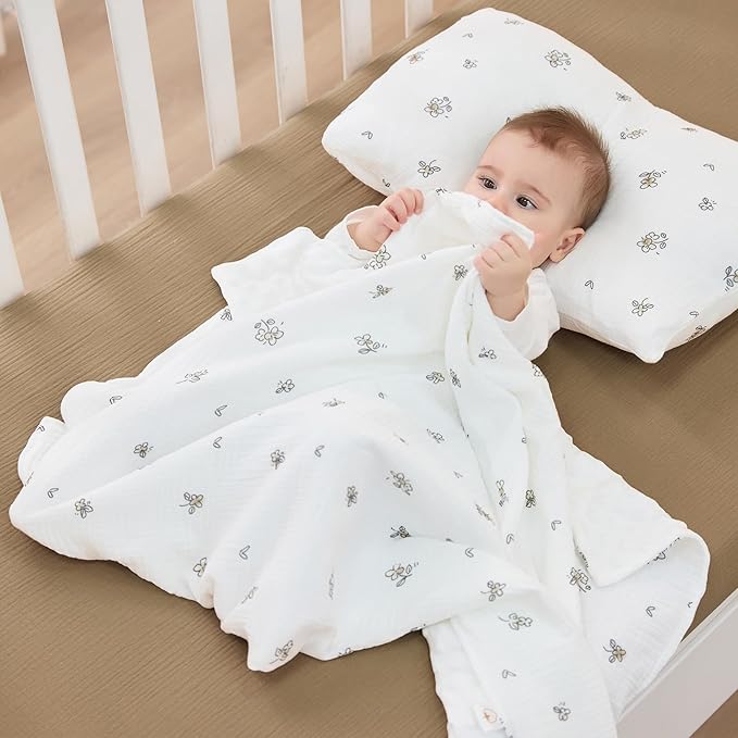 JELLYMONI Muslin Baby Blanket for Newborns, Double-Layer Soothing Raised Dots, Ultra-Soft Lightweight Receiving Blanket 1-Pack, Breathable Nursery Swaddle, 30x40 Inch