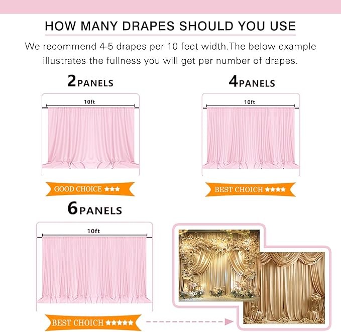 10x10ft Wrinkle Free Pink Backdrop Curtains for Parties Pink Fabric Curtain Backdrop Drapes for Wedding Arch Party Ceremony Stage Decoration