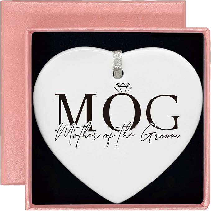 Heart Shaped Christmas Ornament-Mother of The Groom Gift from Bride-Bridal Shower Wedding Present for Mother in Law-New Mom Keepsake Ornament with Gift Box-Sentimental Home Decor