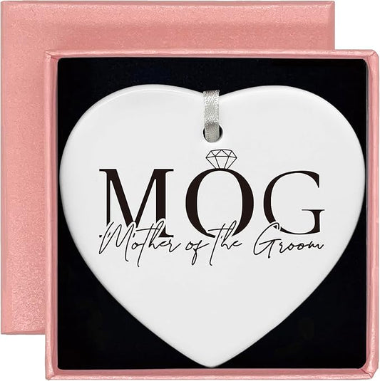 Heart Shaped Christmas Ornament-Mother of The Groom Gift from Bride-Bridal Shower Wedding Present for Mother in Law-New Mom Keepsake Ornament with Gift Box-Sentimental Home Decor