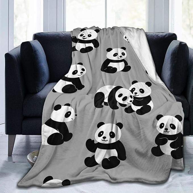 Panda Blanket Cute Panda Fleece Throw Blanket Soft Cozy Warm Fuzzy Plush Super Plush Stuff Bedding Toddler Nursery Baby Blankets Gifts for Boys Girls Kids Adult Men Women 60"X80"