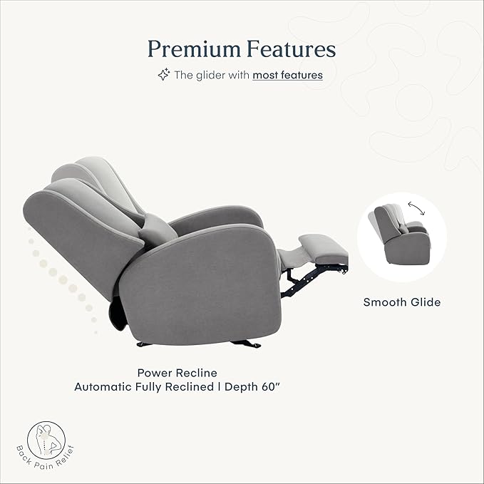 Nurture& The Wingback – Power Reclining Glider for Nursery – Ergonomic Chair with Stain-Resistant Fabric & Built-in Charging Port – Modern Baby Room Essential