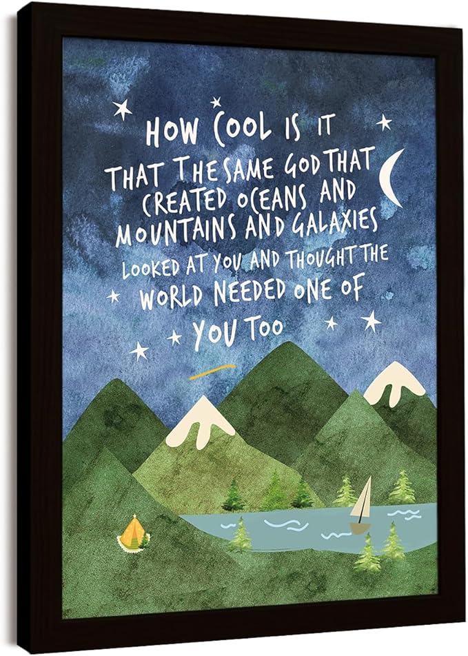 Same God Creation Wall Art,How Cool is it that the Same God Canvas Frame Print for Teen Boys Room Wall Decor,Woodland Mountain Nursery Wall Decor 24'' L x 18'' H