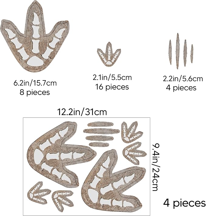 Glow in The Dark Dinosaur Footprints Wall Decals, Peel and Stick Cute Dino Track Stickers for Kids, Removable Dinosaur Wall Stickers for Baby Nursery Bedroom (Blue)