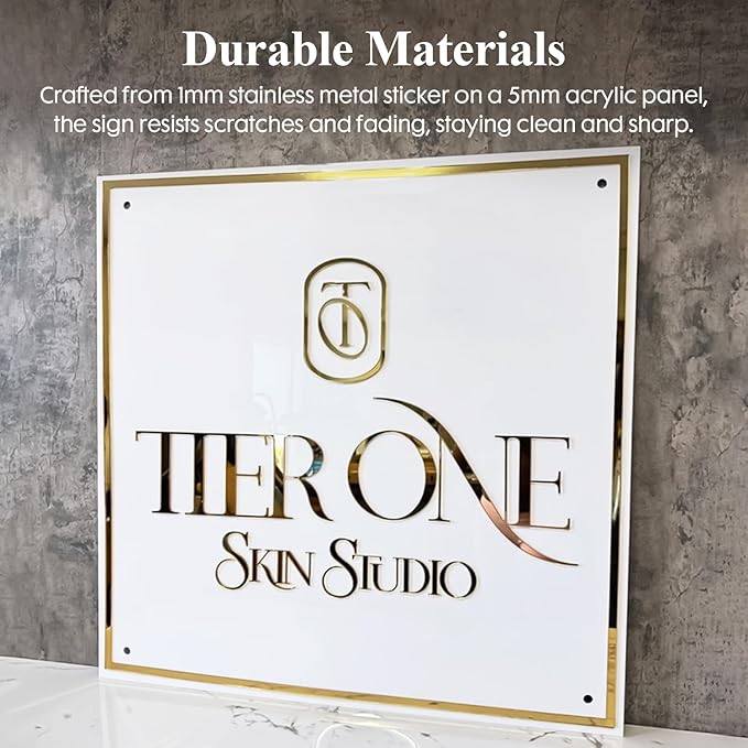 Custom Backlit Acrylic Logo Sign, Light Up Signs - Personalized Illuminated Logo Sign with Floating Acrylic Design for Retail Stores, Restaurants, Offices, and Hair Studios, Square Shape