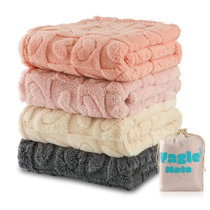 4 Pcs Baby Blankets,Fleece Heart Checkered Blanket, Cozy and Fluffy Crib Blankets for Girls, Toddler Receiving Blankets 30×40 Light Pink Sakura Pink White Grey