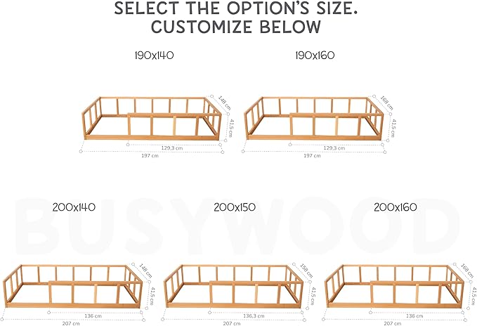 BUSY WOOD Montessori Bed for Toddlers - Toddler Floor Bed Twin - Twin Bed Rails for Toddlers - Montessori Floor Bed Toddler - Scandinavian Bed Frame - Platform Bed - Toddler Bed Frame (Model 10)