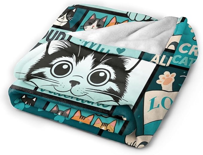 Cat Blanket Cute Cat Throw Blanket Kitten Soft Cozy Fleece Fuzzy Stuffed Plush Flannel Gifts for Girls Women Boys Kids Adults 40''x50''