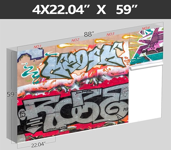 XMPMBM-Graffiti Art backsplash Large Decorative Wallpaper Bedroom Bathroom Nursery Room Wall Mural- W 88" X H 59"（36 Square Foot）