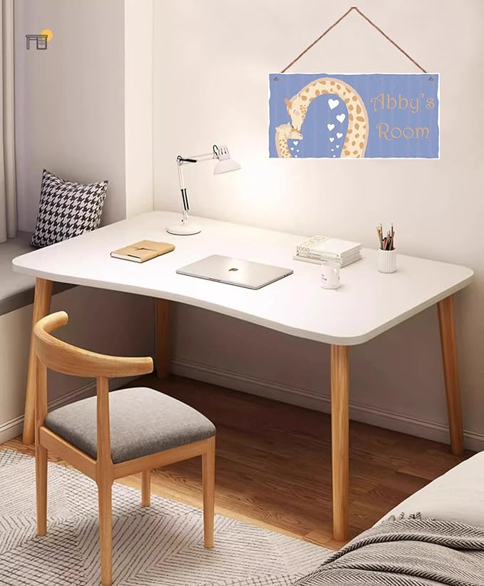 Personalized Sign Lovely Giraffe Sign For Kids Room Custom Name Door Wall Decor Floral Nursery Cartoon Heart Art Plate For Boys Room Girls Bedroom Little Man Cave