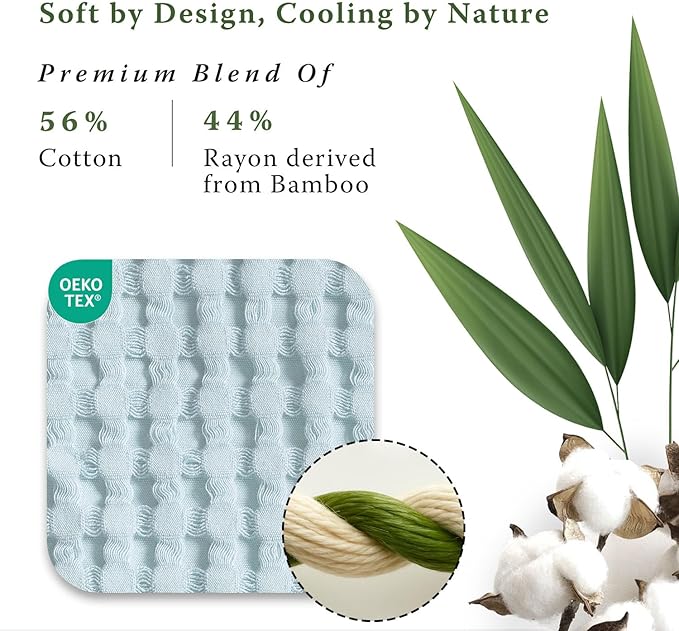 Threadmill Cooling Waffle Blanket King Size | Breathable, Lightweight and Cooling | Made from Rayon Derived from Bamboo | Waffle Throw Blanket for Couch and Sofa | 106 x 92 Inches | Light Blue