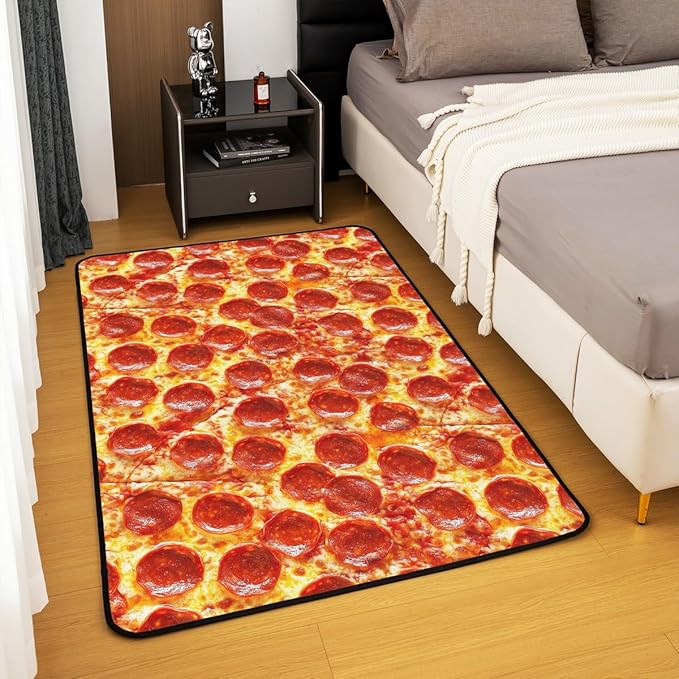 Pizza Area Rug 4x5, Pepperoni Be Print Rugs for Living Room Bedroom, Funny Washable Floor Rug Carpets Entryway Rug Decorations Kitchen Indoor