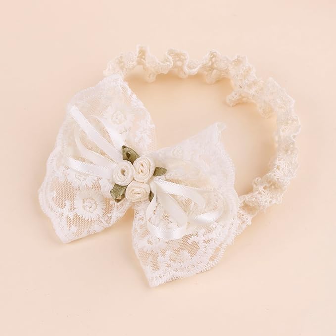 Baby Girl Flower Hair Bows Nylon Headbands, 6PCS Stretchy Soft Floral Hairbands Crown, Handmade Hair Accessories for Newborn Infant Toddler