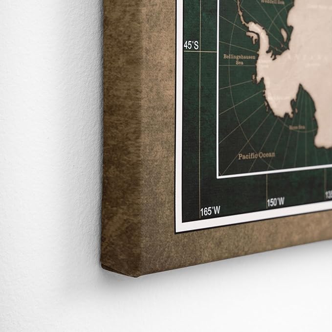 Canvas World Map with Cork Pin Board - English Lettering - Decorative Wall Decoration for All Rooms - Canvas Pictures with World Map Motif (70x50 cm, Pattern 4)