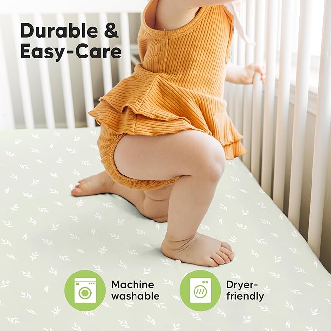 KeaBabies 2-Pack Baby Crib Sheets for Boys, Girls - 52x28 Viscose Derived from Bamboo Toddler Bed Sheets Neutral, Fitted Crib Mattress Cover for Standard Baby Bedding, Soft & Cozy (Lune Mystic)