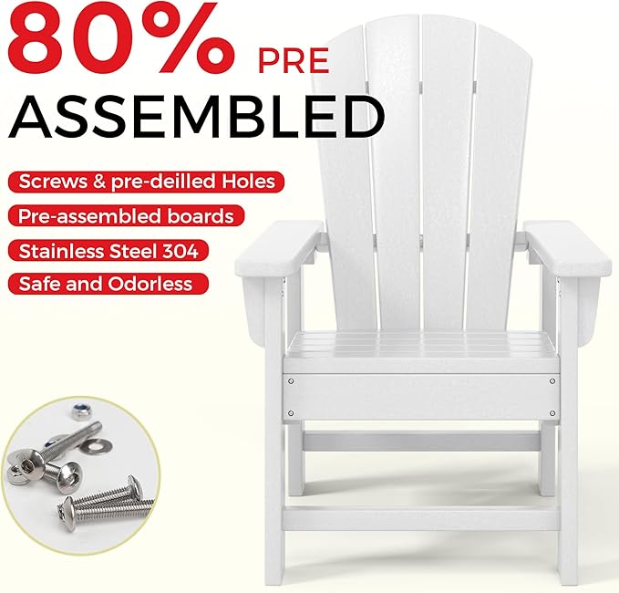Costaelm Paradise Kids 5-Piece HDPE Outdoor Patio Round Dining Table and Chairs Set, White