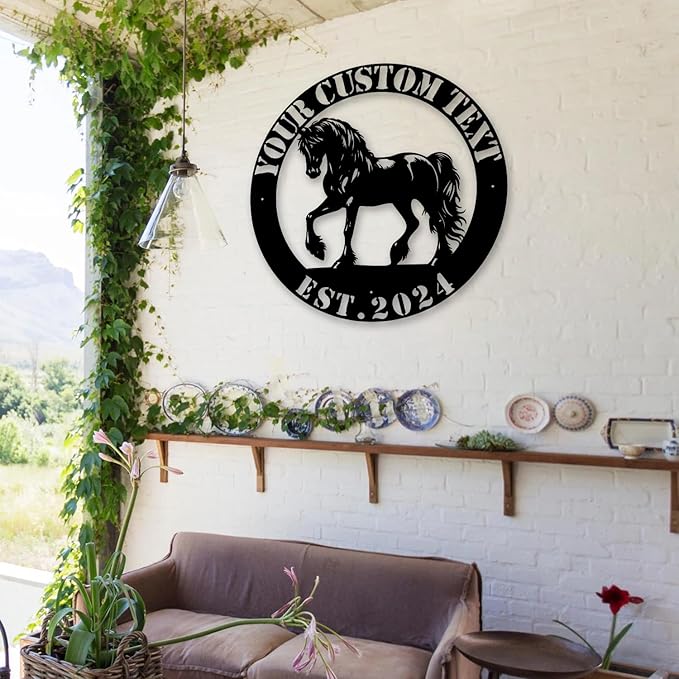 Personalized Horse Metal Sign – Custom Name & Established Date Rustic Farmhouse & Home Decor, Handcrafted Wall Art