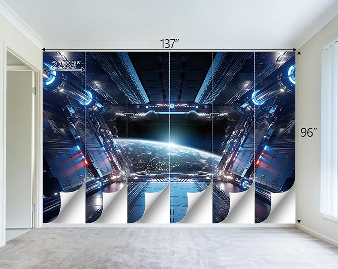 3D Spacecraft Space Wallpaper Bedroom Technology Spaceship Space Capsule murals Office Decor Living Room tv Background Large Wall Mural - 137"x96"（Not Peel and Stick）