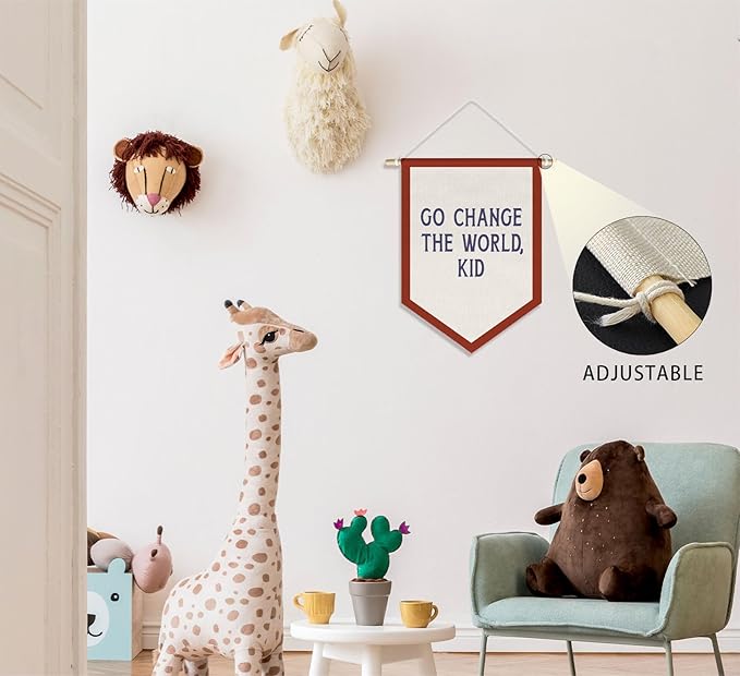 Vintage Motivational Kids Room Playroom Decor Banner, Inspirational Wall Art Decor for Nursery Toddler Kids Play Room Classroom Decorations Hanging Pennant Flag, 15x11in