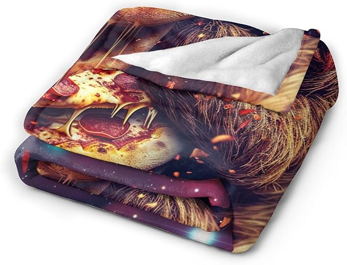 Sloth Blanket Space Galaxy Throw Blanket Pizza Animals Flannel Stuff Merch Cozy Decor Fleece Plush Fuzzy Warm Lightweight Bedding Sloth Lover Gifts for Women Men Girl Boy Couch Soft 60"X50"