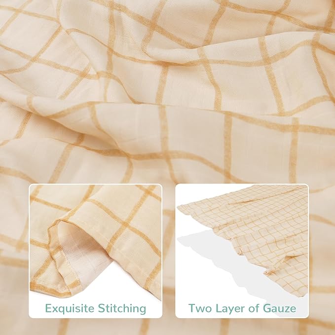 HECCEI Muslin Swaddle Blanket - Large Baby Muslin Blanket 47 x 47 inches, Breathable & Soft Gender Neutral Receiving Blanket for Newborn Boys and Girls, Rounded Arches