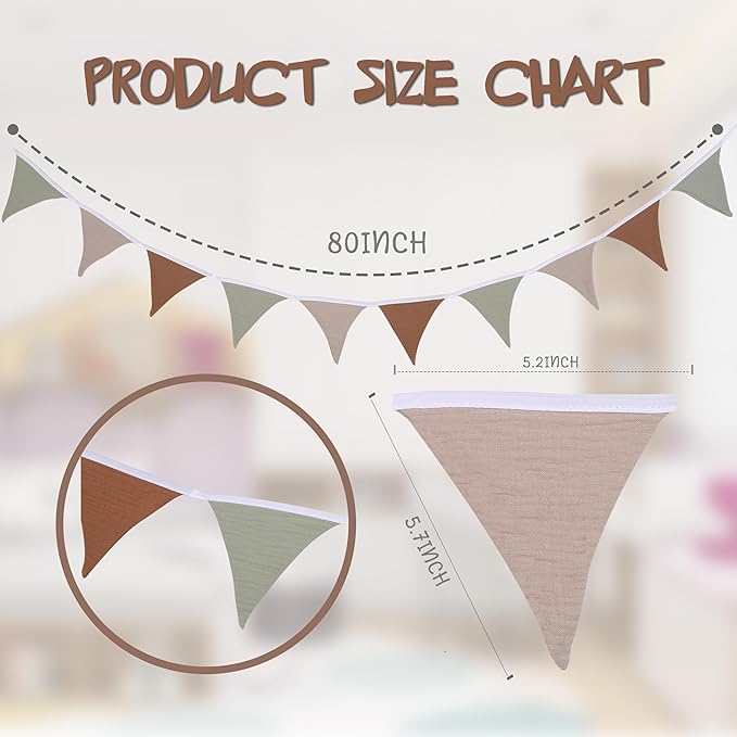 Pennant Banner Flags,Infant and toddler room decoration pennant,for Nursery Decor Baby Birthday Boho Wedding Shower Party Event (Green Colorful Banner)