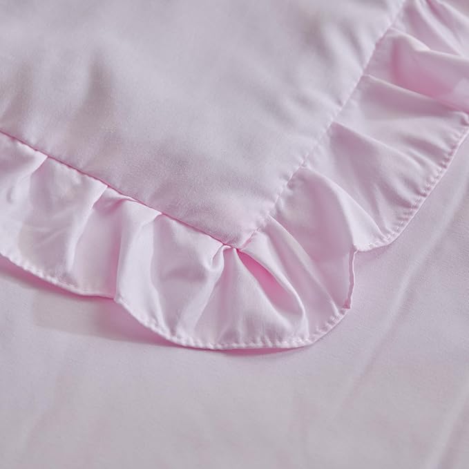 Ruffled Toddler Blanket Ruffle Comforter for Baby Toddler Girls, Soft Cozy Cute Quilted Blanket Breathable Microfiber Comfortable Down Alternative Small Size Quilt with Ruffle - 43"x 60" Pink