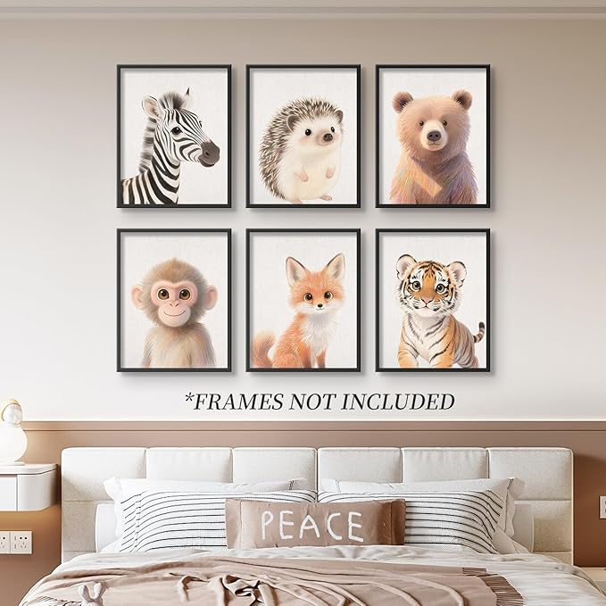 VOLIX Baby Room Wall Art, Jungle Animal Baby Animals Decor, Children Bedroom Decorate, 8x10 inch, UNFRAMED