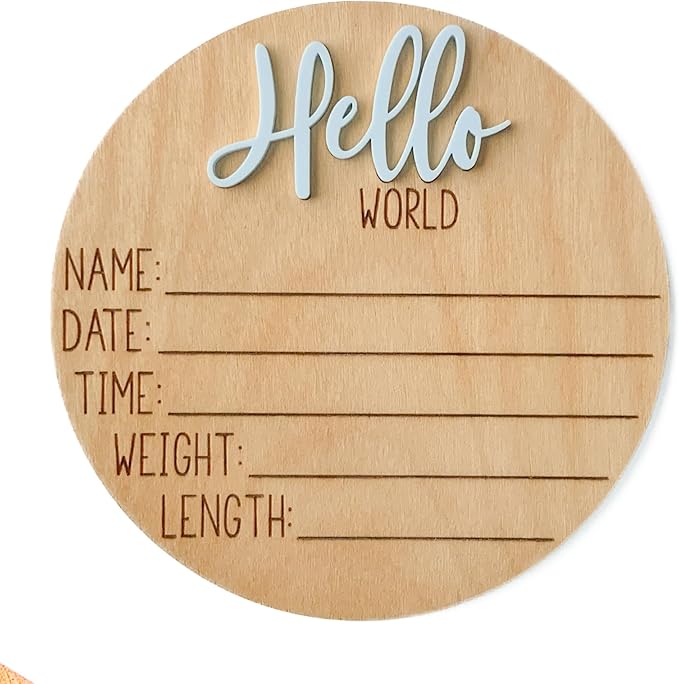 Hello World Newborn Sign, Baby Announcement Sign, Birth Announcement Sign, Hello World Nursery Sign, Baby Hospital Sign, Photo Prop for baby girl boy - (Cornflower)