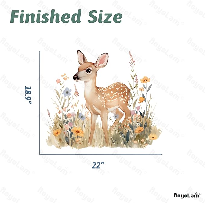 Fawn Baby Deer Wall Decals Removable Woodland Animal Vinyl Stickers for Nursery Kids Bedroom and Playroom Decor Peel and Stick Nature Wall Art