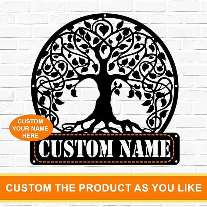 Custom Signs Outdoor Metal, Personalized Tree of Life Metal Wall Art, Personalized Family Name Sign, Monogram Decor for Home, Personalized Christmas/Wedding/New Home Gift