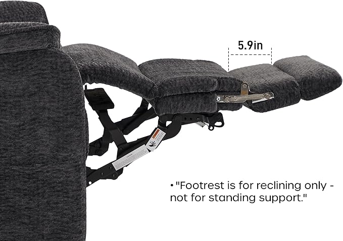 DYNOX 400 LBS Big Tall Man Large-Wide Power Dual Motor Lift Recliners Chairs for Elderly, Lay Flat Lift Chair with Infinite Positions, Heat & Massage, Extended Footrest (9298L, Chenille, Grey)