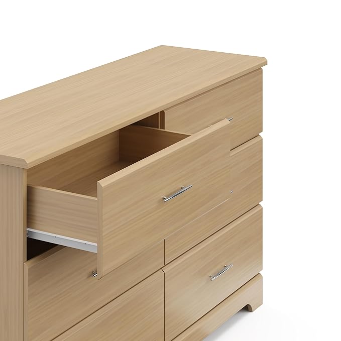 Storkcraft Brookside 6-Drawer Dresser (Driftwood) – GREENGUARD Gold Certified, Wood Dresser for Bedroom, Kids & Nursery Storage Chest, Safety Interlocking Drawers, Pre-Installed Tracks, Kids Chest