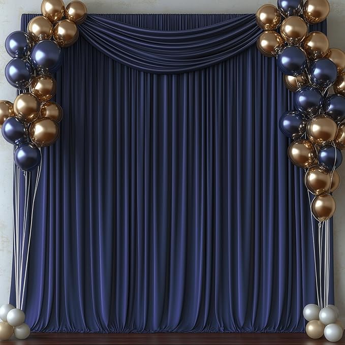 30x10FT Navy Blue Backdrop Curtains for Wedding Parties, Wrinkle Free Photo Backdrop Curtains for Wedding Birthday Party Baby Shower, Fabric Drape with Rod Pockets 5ft x 10ft, 6 Panels