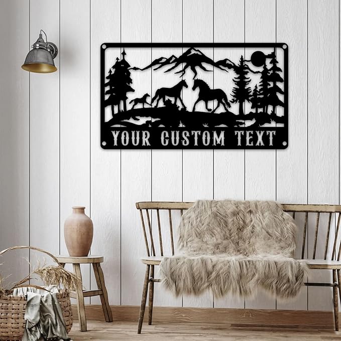 Personalized Horse Metal Cabin Sign, Custom Family Name Sign, Custom Signs Outdoor Metal, Personalized Camping Signs, Cabin Decor, Porch Decor