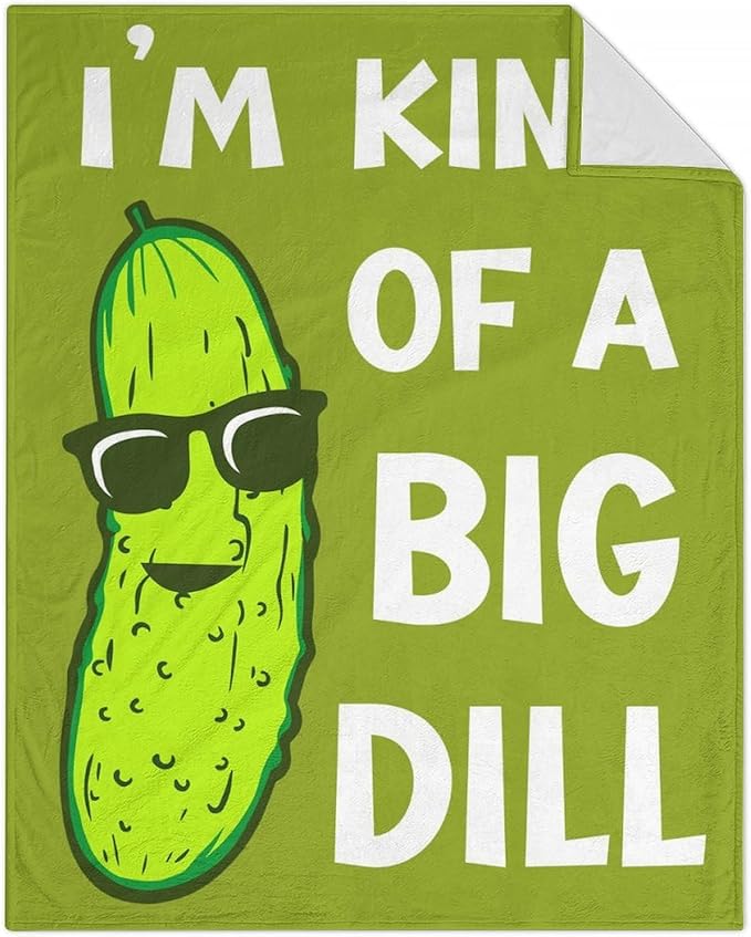 Pickle Throw Blanket for Girls Boys - 40x50 Inches Crib Size - Soft Fluffy Cozy Blankets Gift - Green Funny Blanket Throws for Travel, Office