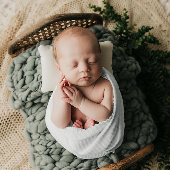 Newborn Photography Props for Baby Boys and Girls Newborn Wraps for Infant Baby Photoshoot Waffle Texture Knit Blanket