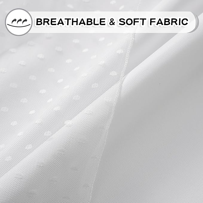 MYSKY HOME White Curtains for Girls Bedroom & Nursery Kids Cute Short Curtains for Small Windows 54 Inch Long Double Layer with Polka Dots Sheer, Grommet Tops, 52" Wide Each Panel, 2 Panels