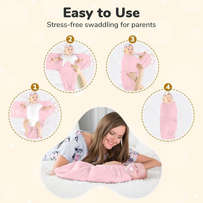 Mama Cheetah Preemie Swaddle Sack, Organic Cotton Sleep Sacks - Easy Swaddles for Premature Baby Girl Blanket Wrap, 4-7 lbs, Newborn Essentials, 3-Pack, Pink