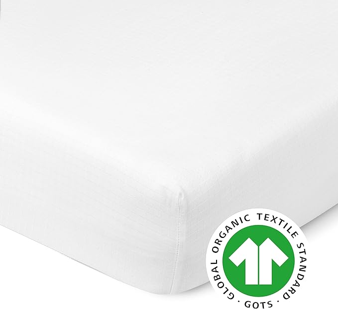 Newton Baby Fitted Mini Crib Sheets (2-Pack) | Organic Muslin Cotton, Breathable & Soft Baby Sheets, Washable Baby Mattress Sheets, Fits Mini Crib Mattresses 24" x 38", Plain White