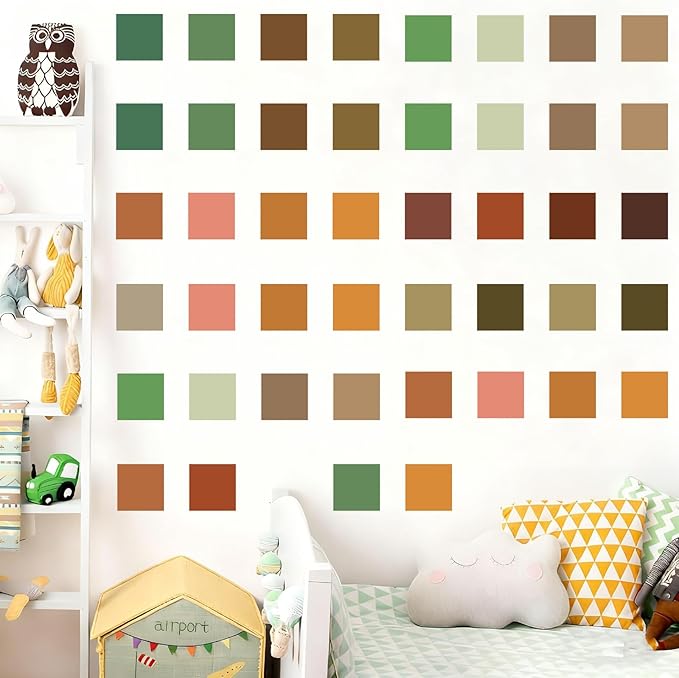 Pixel Block Wall Decals Geometric Square Wall Stickers Removable Pixel Gamer Vinyl Decals Game Room Border Sticker DIY Gaming Color Block Stickers for Playroom Nursery Bedroom Decor