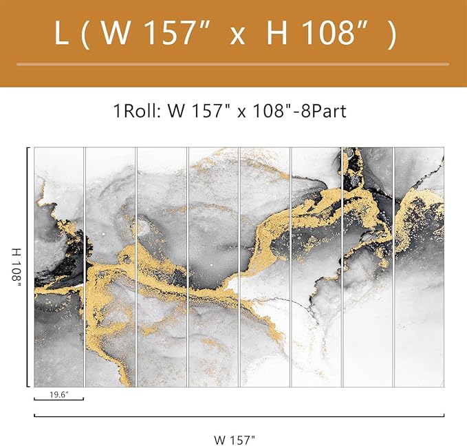 Black Gold Marble Wallpaper Peel and Stick for Living Room Office 157"x108"